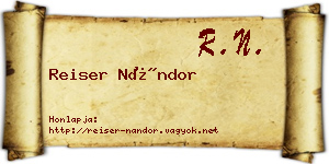 Reiser Nándor névjegykártya